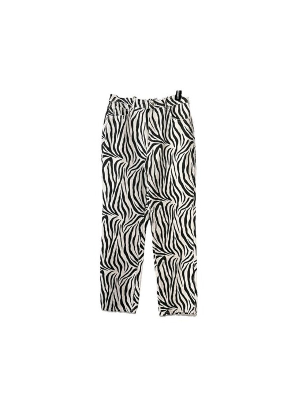 New Zara Zebra Print Black White High Rise Straight Jeans Size 2 6147/058 - Picture 3 of 5